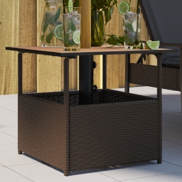 Mesa de jardín hueco de sombrilla ratán PE marrón 55x55x46,5 cm