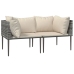Set de muebles de jardín 3 pzas y cojines ratán sintético gris