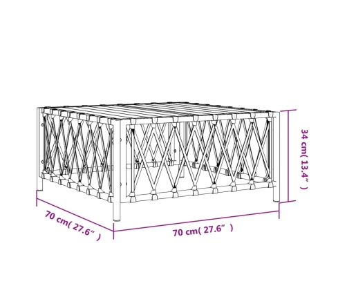 Mesa de jardín tela tejida blanco 70x70x34 cm