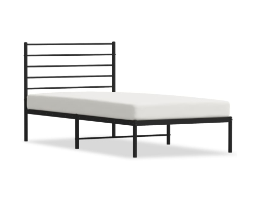 Estructura cama sin colchón con cabecero metal negro 75x190 cm