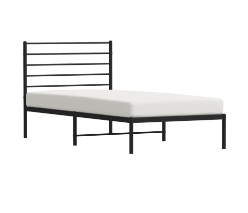 Estructura cama sin colchón con cabecero metal negro 75x190 cm