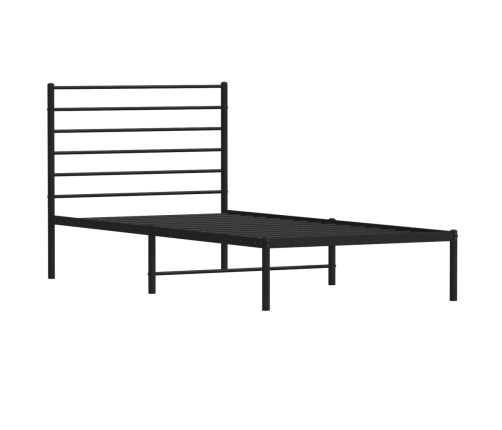 Estructura cama sin colchón con cabecero metal negro 75x190 cm