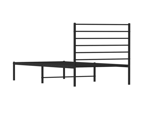 Estructura cama sin colchón con cabecero metal negro 75x190 cm