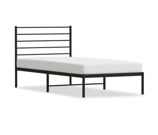 Estructura cama sin colchón con cabecero metal negro 100x190 cm