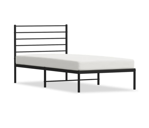 Estructura cama sin colchón con cabecero metal negro 100x200 cm