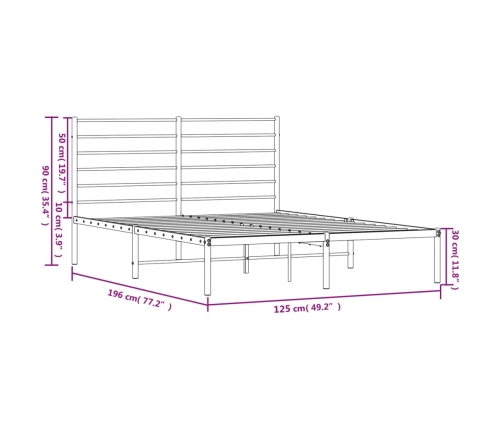 Estructura cama sin colchón con cabecero metal negro 120x190 cm