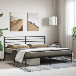 Estructura cama sin colchón con cabecero metal negro 180x200 cm