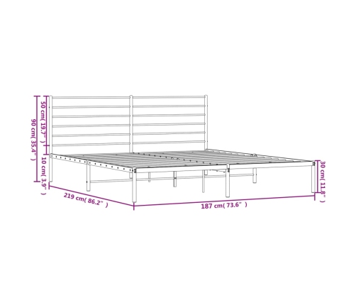 Estructura cama sin colchón con cabecero metal negro 183x213 cm