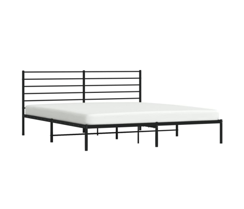 Estructura cama sin colchón con cabecero metal negro 193x203 cm