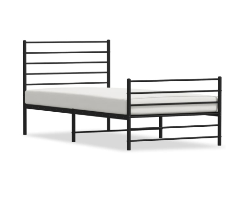 Estructura cama sin colchón con estribo metal negro 80x200 cm