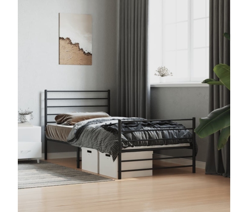 Estructura cama sin colchón con estribo metal negro 80x200 cm