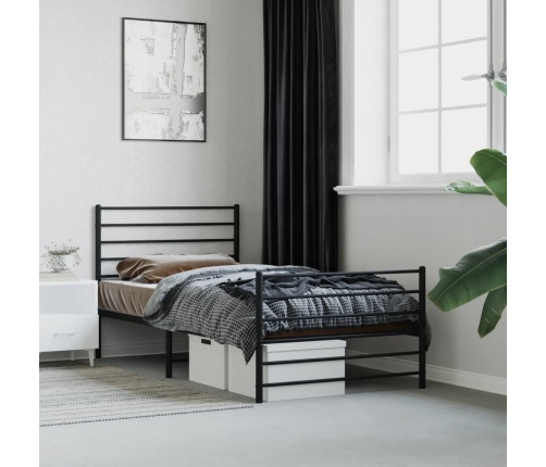 Estructura cama sin colchón con estribo metal negro 80x200 cm