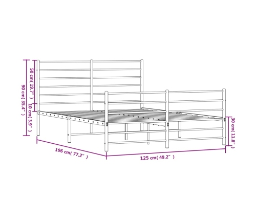 Estructura cama sin colchón con estribo metal negro 120x190 cm