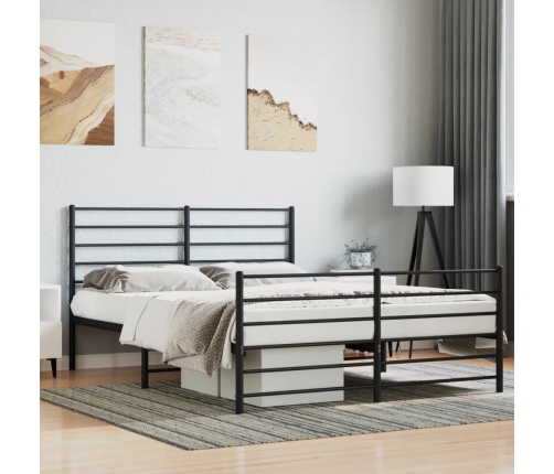 Estructura cama sin colchón con estribo metal negro 120x200 cm