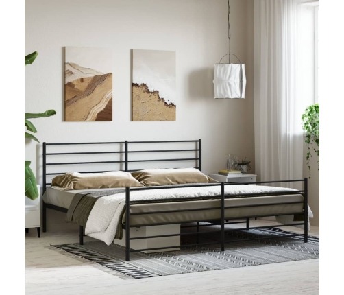 vidaXL Estructura de cama cabecero y estribo metal negro 180x200 cm