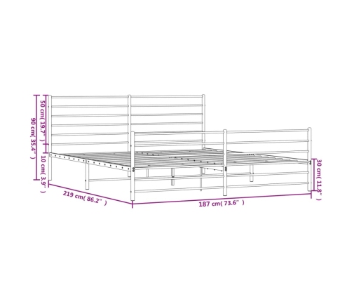 Estructura cama sin colchón con estribo metal negro 183x213 cm