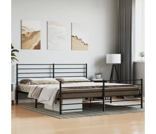 Estructura cama sin colchón con estribo metal negro 183x213 cm