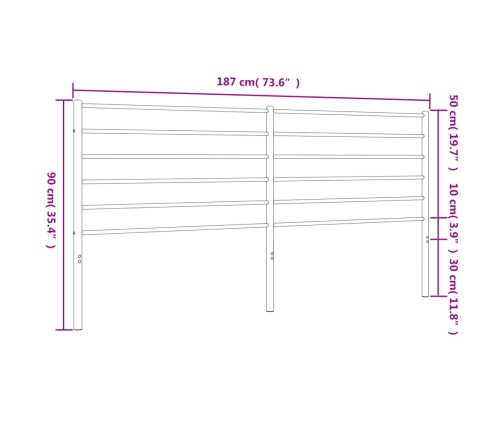 vidaXL Cabecero de metal negro 180 cm