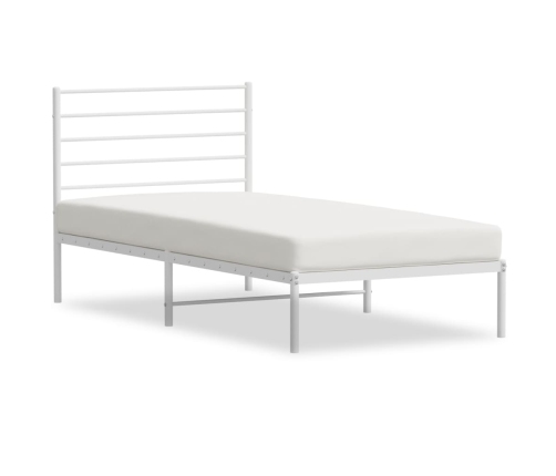 Estructura cama sin colchón con cabecero metal blanco 75x190 cm