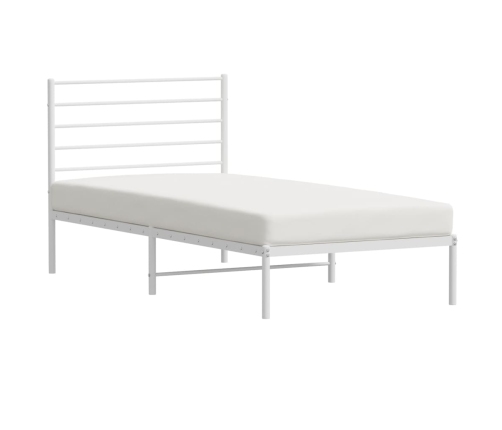 Estructura cama sin colchón con cabecero metal blanco 75x190 cm