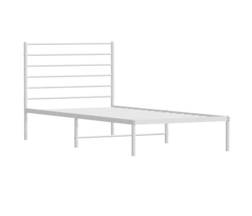 Estructura cama sin colchón con cabecero metal blanco 75x190 cm