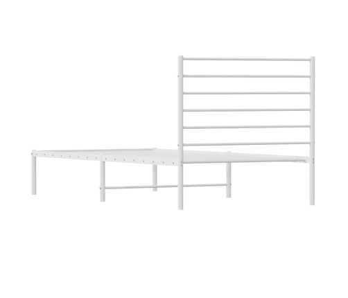 Estructura cama sin colchón con cabecero metal blanco 75x190 cm