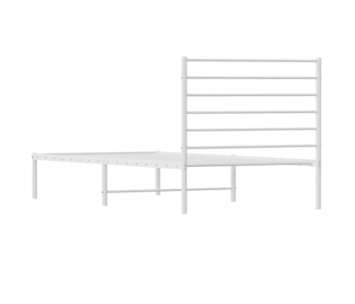 Estructura cama sin colchón con cabecero metal blanco 80x200 cm