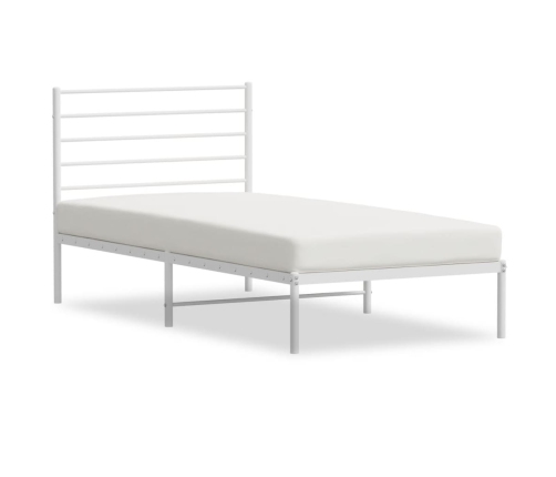 Estructura cama sin colchón con cabecero metal blanco 90x200 cm