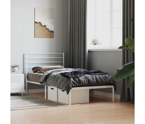 Estructura cama sin colchón con cabecero metal blanco 100x200cm