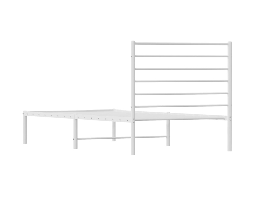 Estructura cama sin colchón con cabecero metal blanco 100x200cm