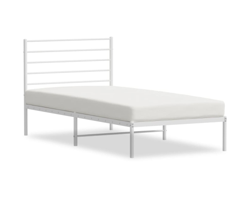 Estructura cama sin colchón con cabecero metal blanco 107x203cm