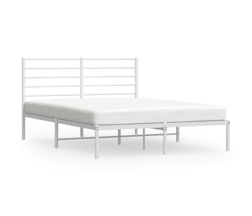 Estructura cama sin colchón con cabecero metal blanco 120x190cm