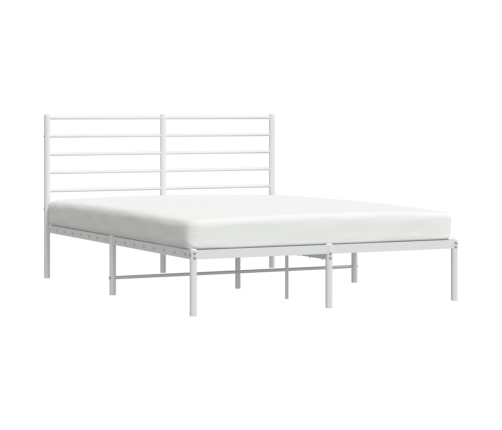 Estructura cama sin colchón con cabecero metal blanco 120x190cm