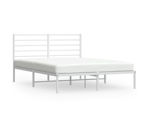 Estructura cama sin colchón con cabecero metal blanco 135x190cm