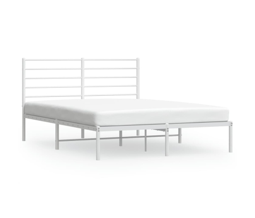 Estructura cama sin colchón con cabecero metal blanco 140x190cm