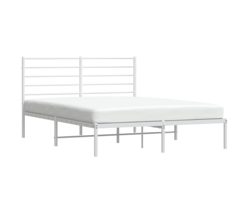 Estructura cama sin colchón con cabecero metal blanco 140x190cm