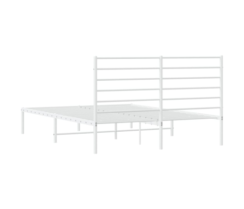 Estructura cama sin colchón con cabecero metal blanco 140x190cm