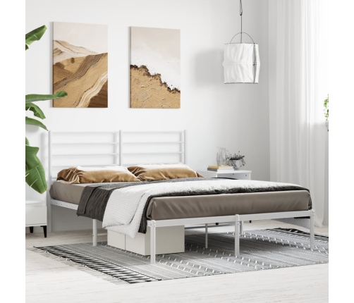 vidaXL Estructura de cama con cabecero metal blanca 140x200 cm