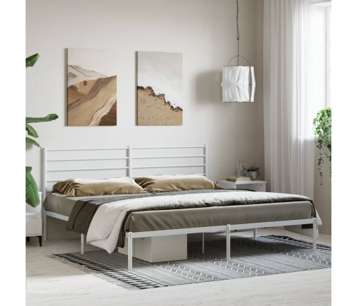 Estructura cama sin colchón con cabecero metal blanco 183x213cm