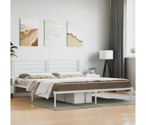 Estructura cama sin colchón con cabecero metal blanco 183x213cm