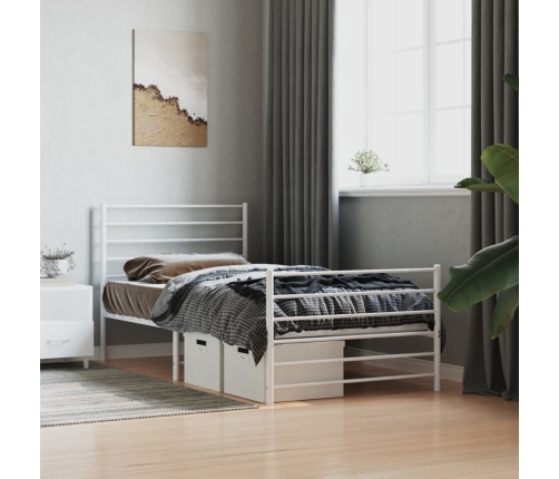 Estructura cama sin colchón con estribo metal blanco 75x190 cm