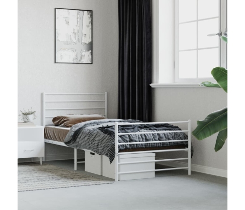 Estructura cama sin colchón con estribo metal blanco 107x203 cm