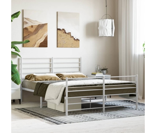 Estructura cama sin colchón con estribo metal blanco 120x190 cm