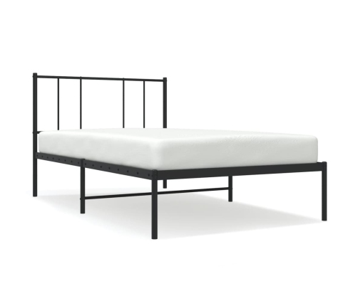 Estructura cama sin colchón con cabecero metal negro 80x200 cm