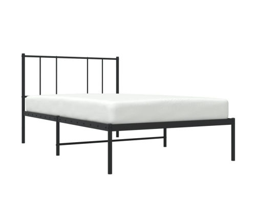 Estructura cama sin colchón con cabecero metal negro 80x200 cm