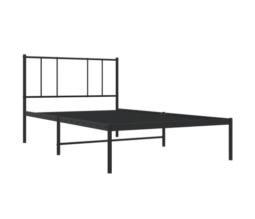 Estructura cama sin colchón con cabecero metal negro 80x200 cm