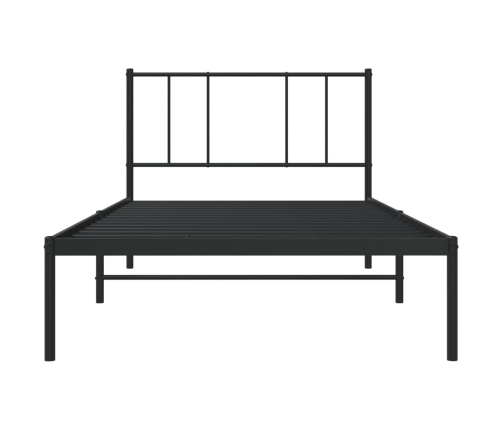 Estructura cama sin colchón con cabecero metal negro 80x200 cm