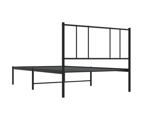 Estructura cama sin colchón con cabecero metal negro 80x200 cm