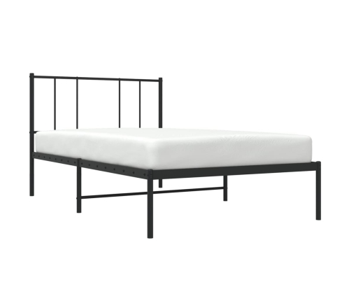 vidaXL Estructura de cama con cabecero metal negro 90x190 cm