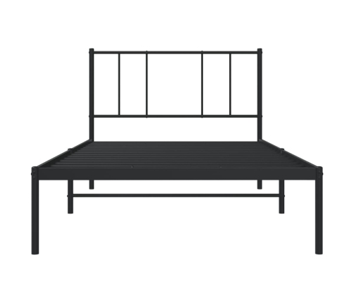 vidaXL Estructura de cama con cabecero metal negro 90x190 cm